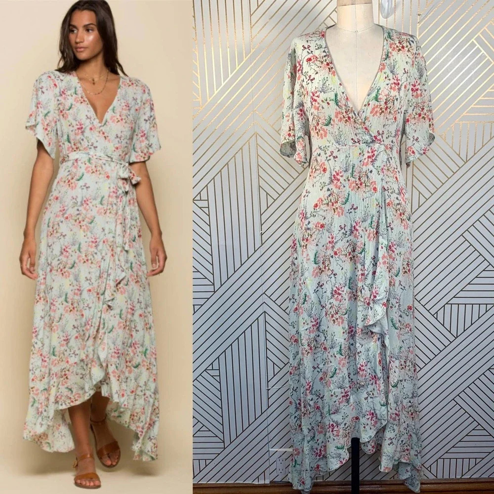 RAGA Secret Escape Floral Faux Wrap‎ Maxi Dress